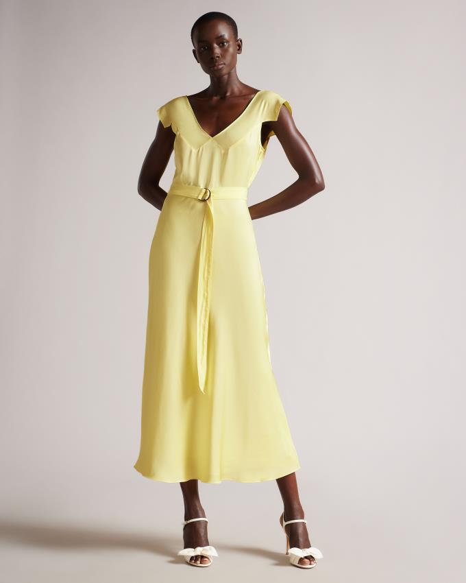 Peignoir Ted Baker V Neck Bias Cut Midi Jaune Clair Femme | NRN-02474157